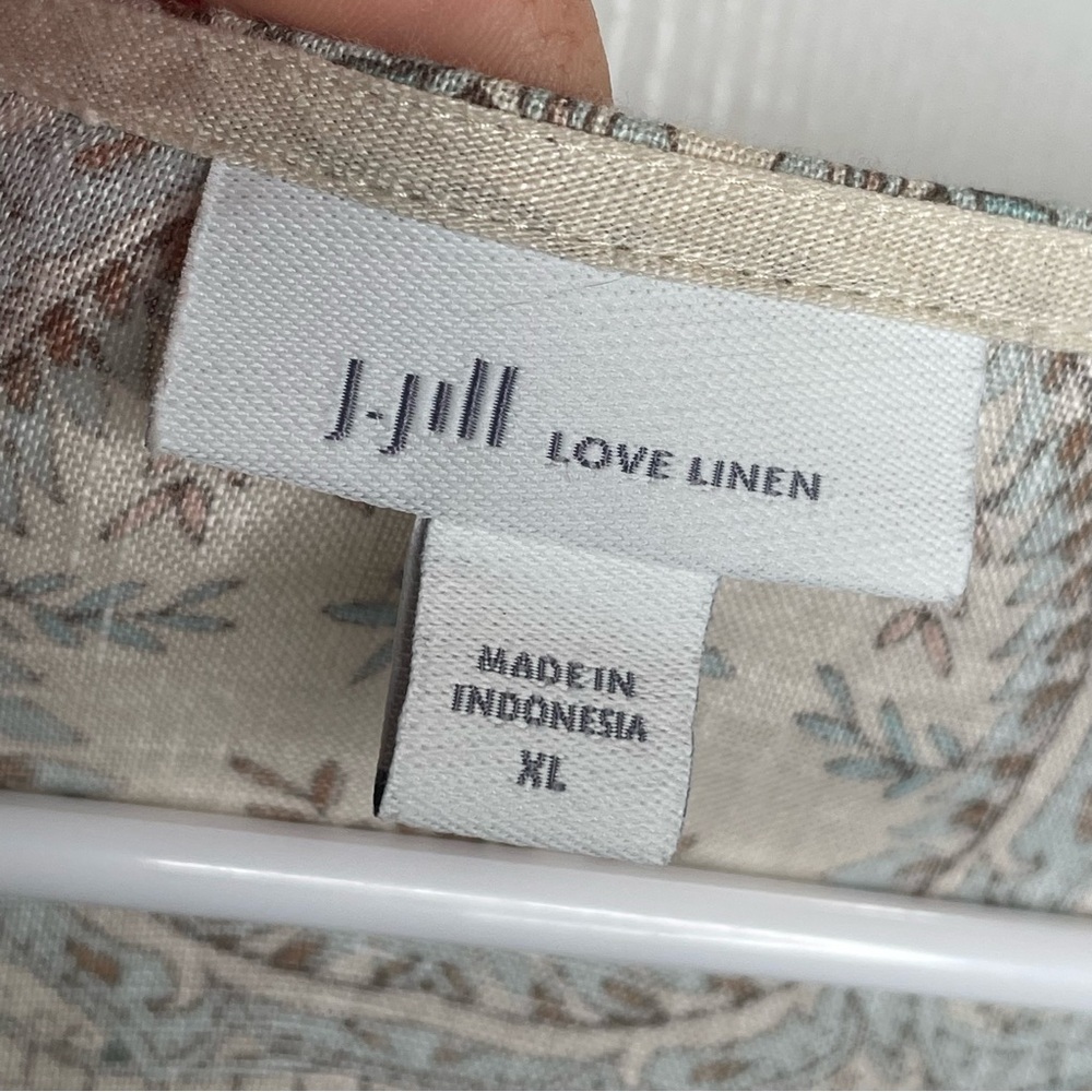 J. Jill Love Linen Ornate Paisley Bohemian Lagenlook Top in Barley Elegant XL - Picture 11 of 14